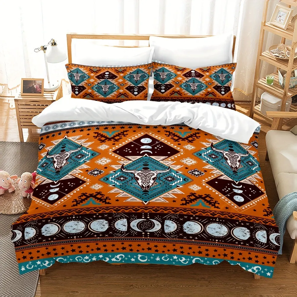 3pcs Duvet Cover Set (1*Duvet Cover + 2*Pillowcase, Without Core), Southwestern Print Bedding Set