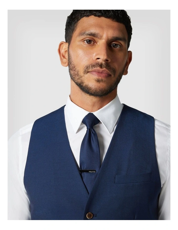 5 Buttoned Tailored Vest in New Navy