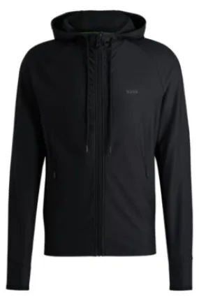 Active-stretch zip-up hoodie with logo detail