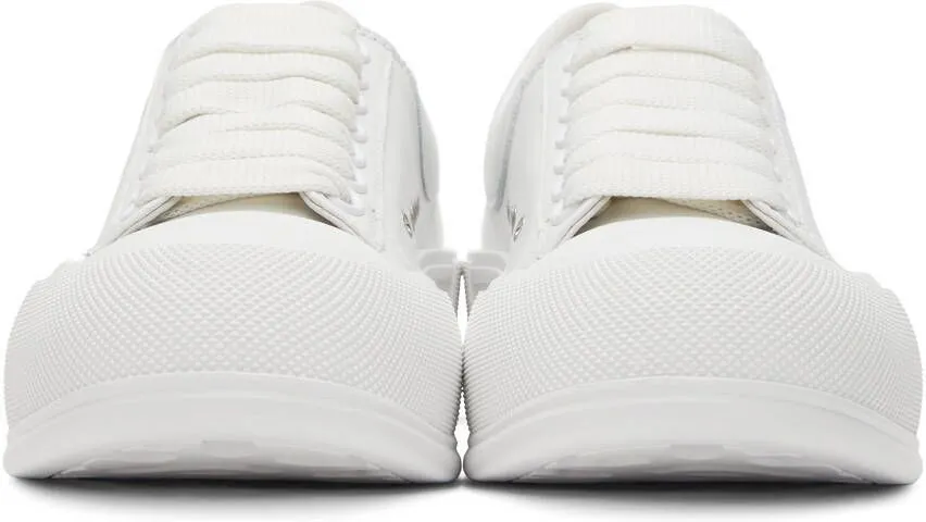 Alexander McQueen White Leather Deck Plimsoll Sneakers