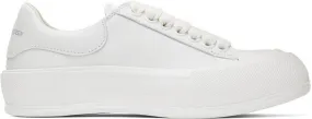 Alexander McQueen White Leather Deck Plimsoll Sneakers