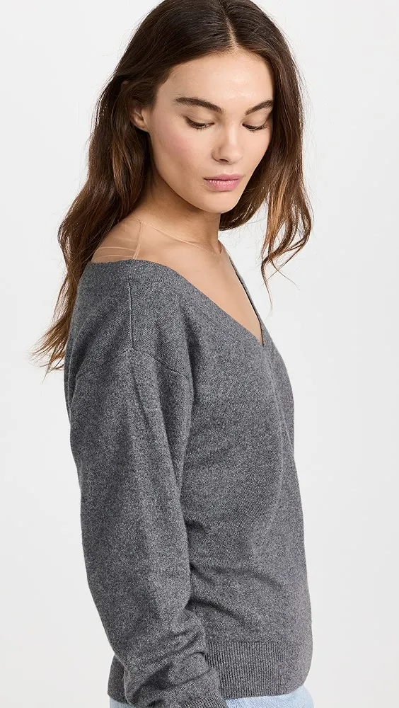 Alexander Wang   V Neck Pullover with Illusion Tulle 