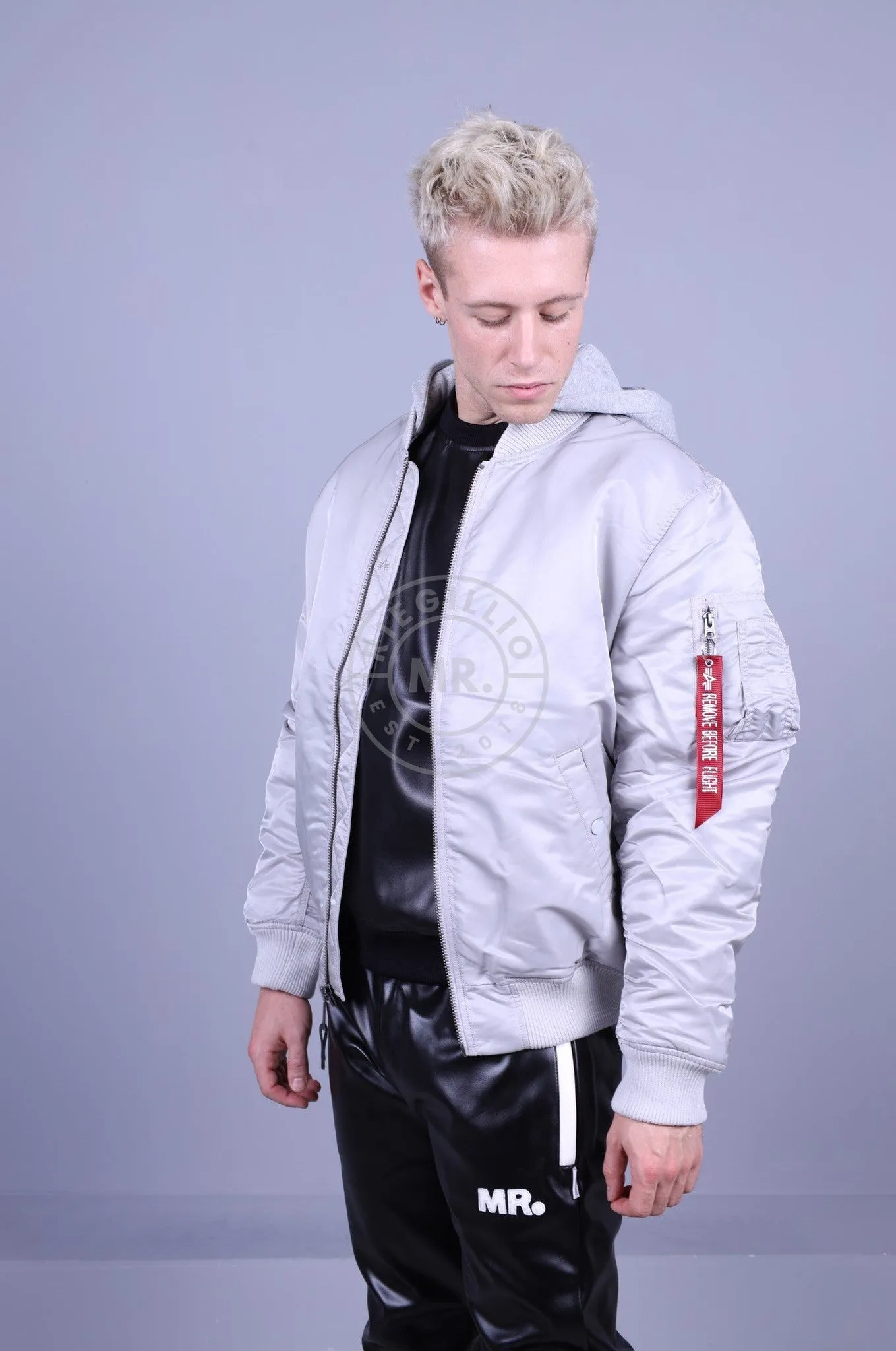 Alpha Industries MA-1 ZH Back EMB Jacket - Pastel Grey