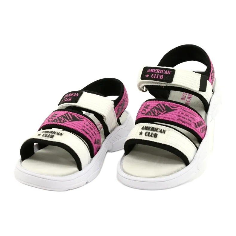 American Club Sport Sandals Leather insert RL29 / 21 Black-Fuxia white pink