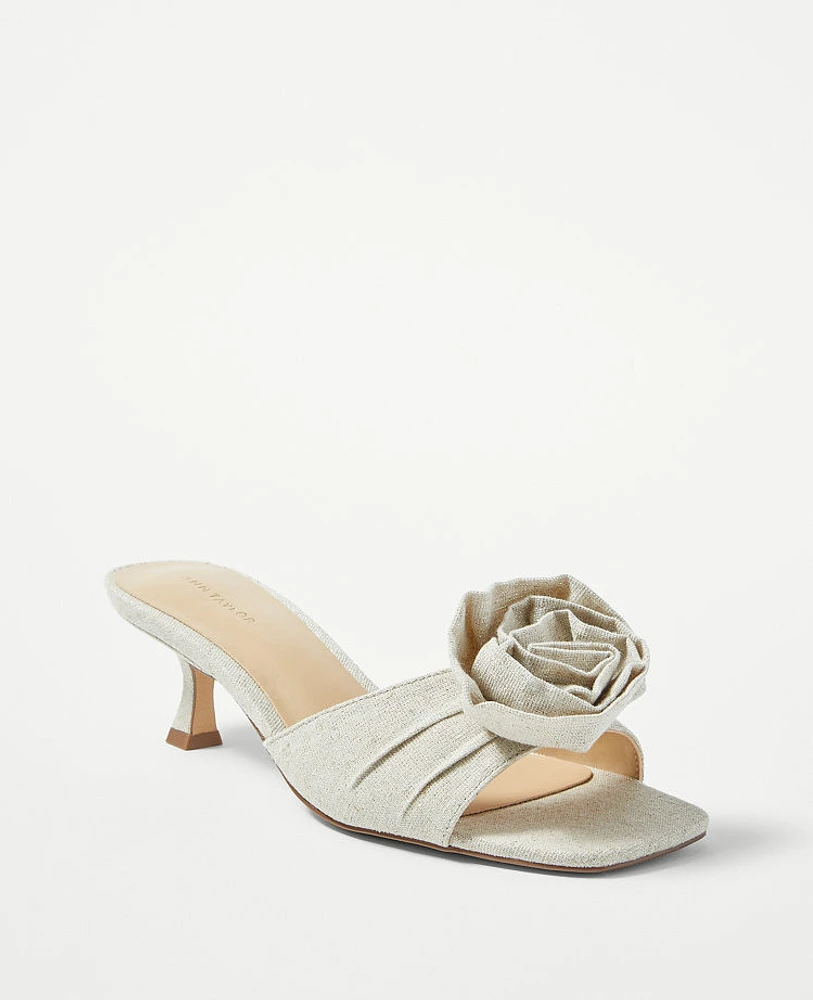 Ann Taylor Floral Statement Sandals Ivory Linen Women's