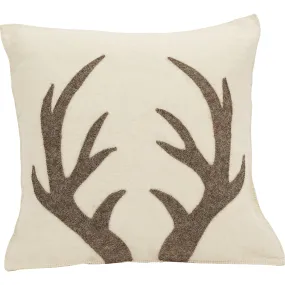 Arcadia Home Grey Antlers Pillow, Cream