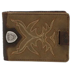 Ariat Men's Boot Stitch Medium Brown Bifold Money Clip