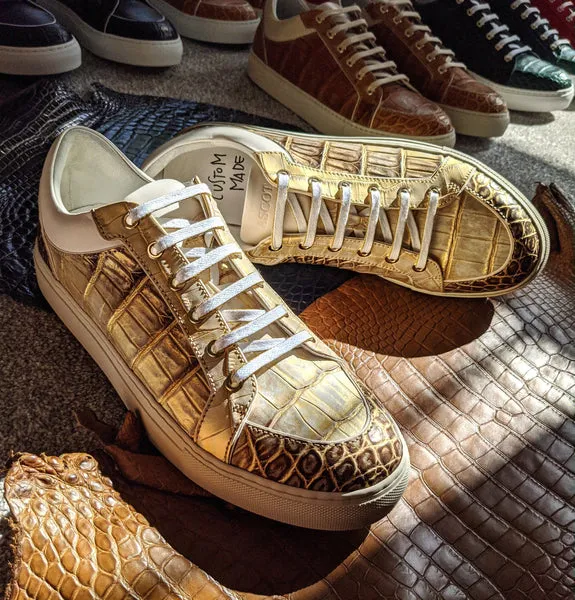 Ascot Sneakers - Gold Crocodile