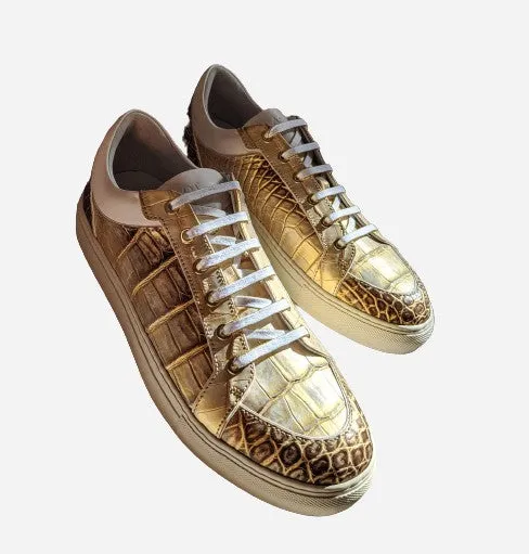 Ascot Sneakers - Gold Crocodile