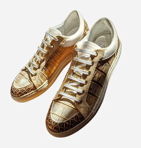 Ascot Sneakers - Gold Crocodile