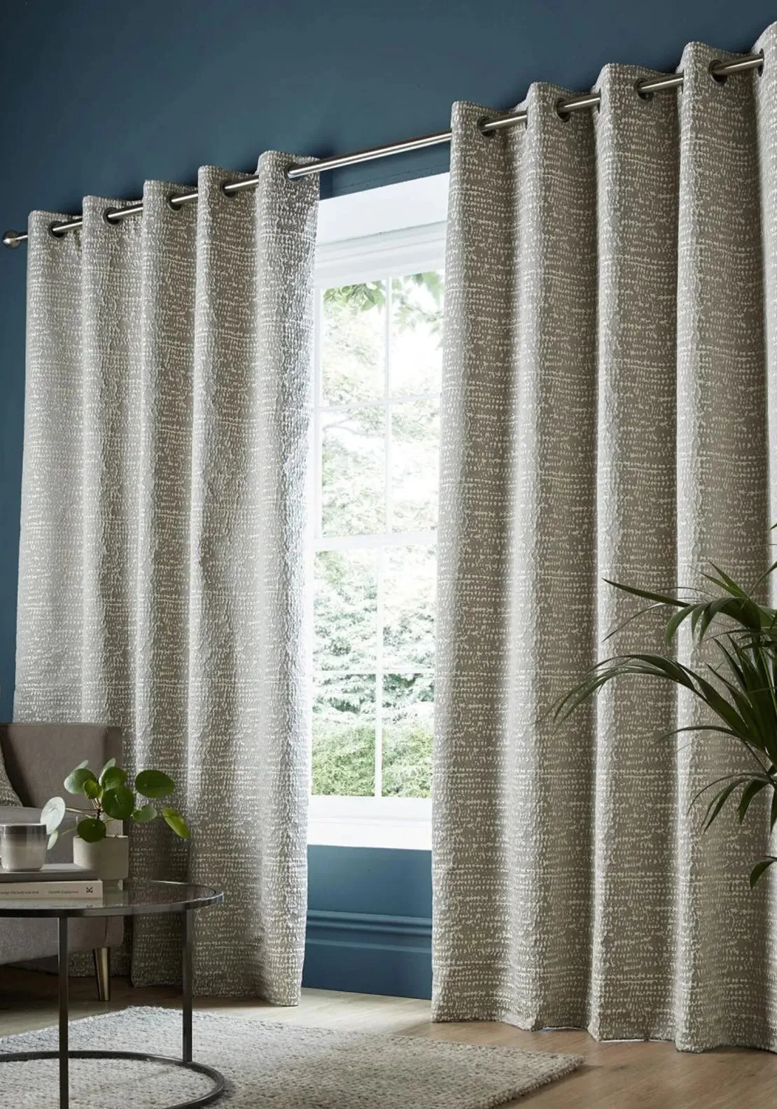 Ashley Wilde Tonwell Lined Eyelet Curtains 90x 90, Dove