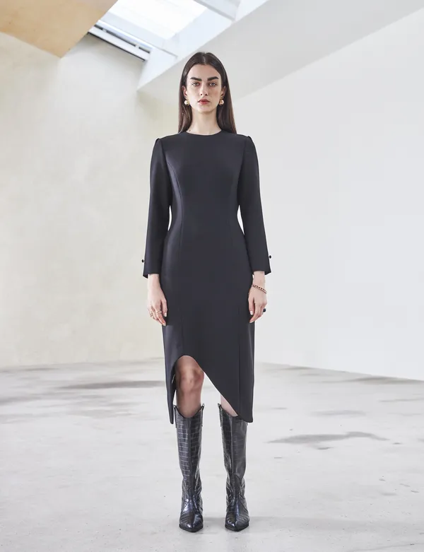 ASYMMETRIC DRESS - black