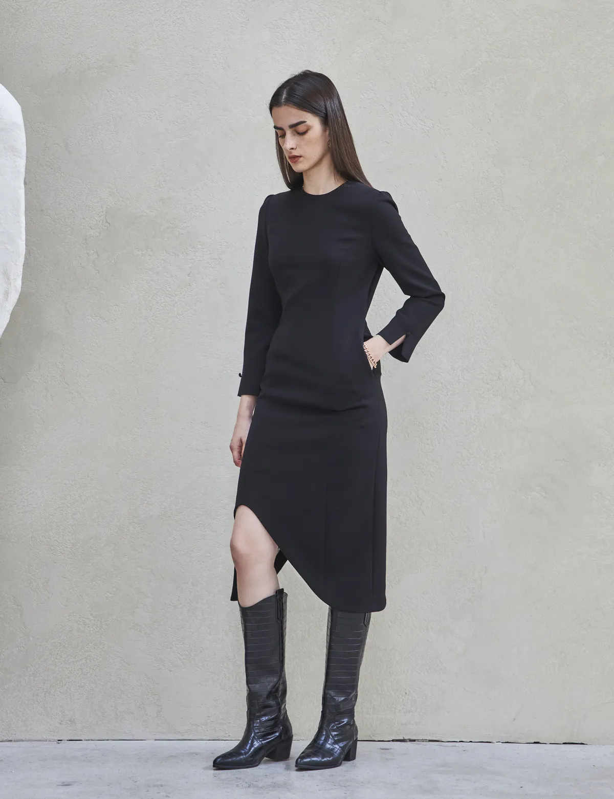 ASYMMETRIC DRESS - black