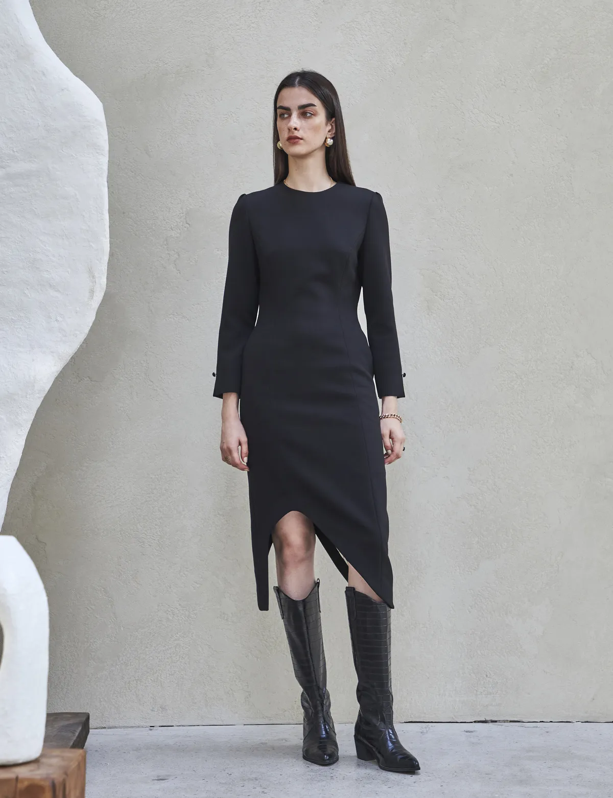 ASYMMETRIC DRESS - black