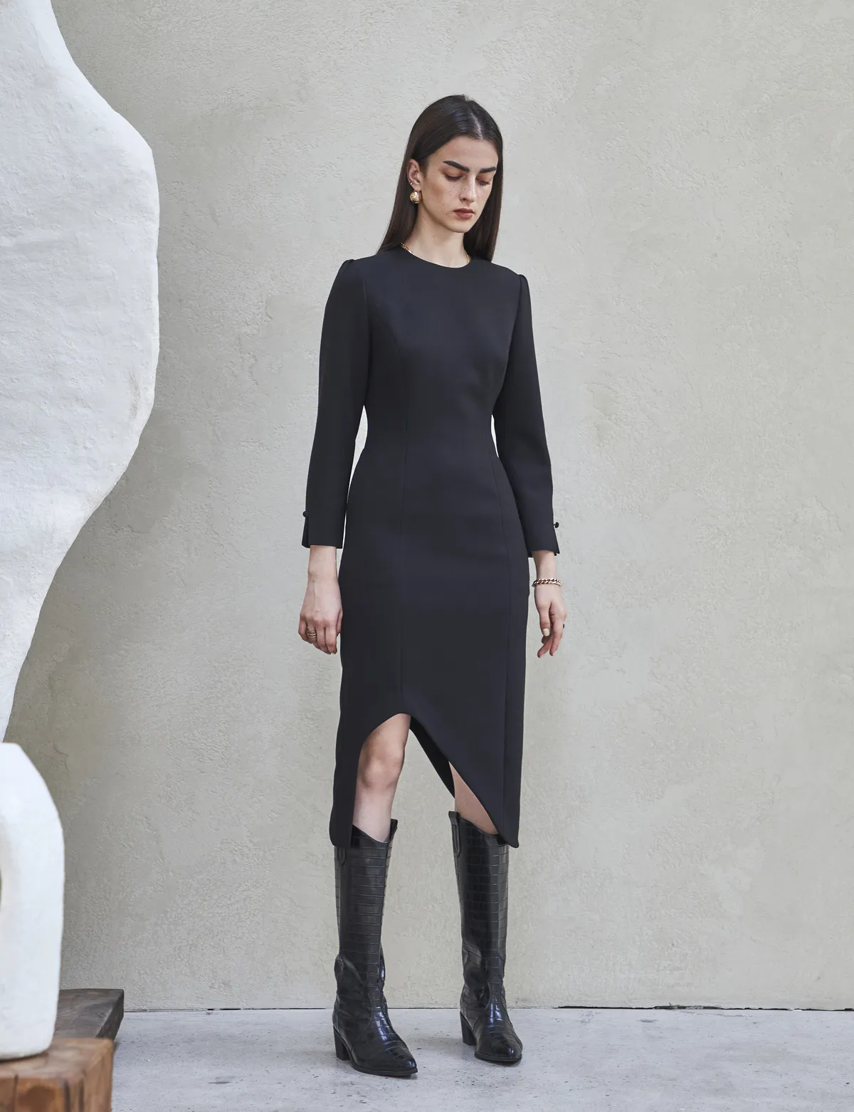 ASYMMETRIC DRESS - black