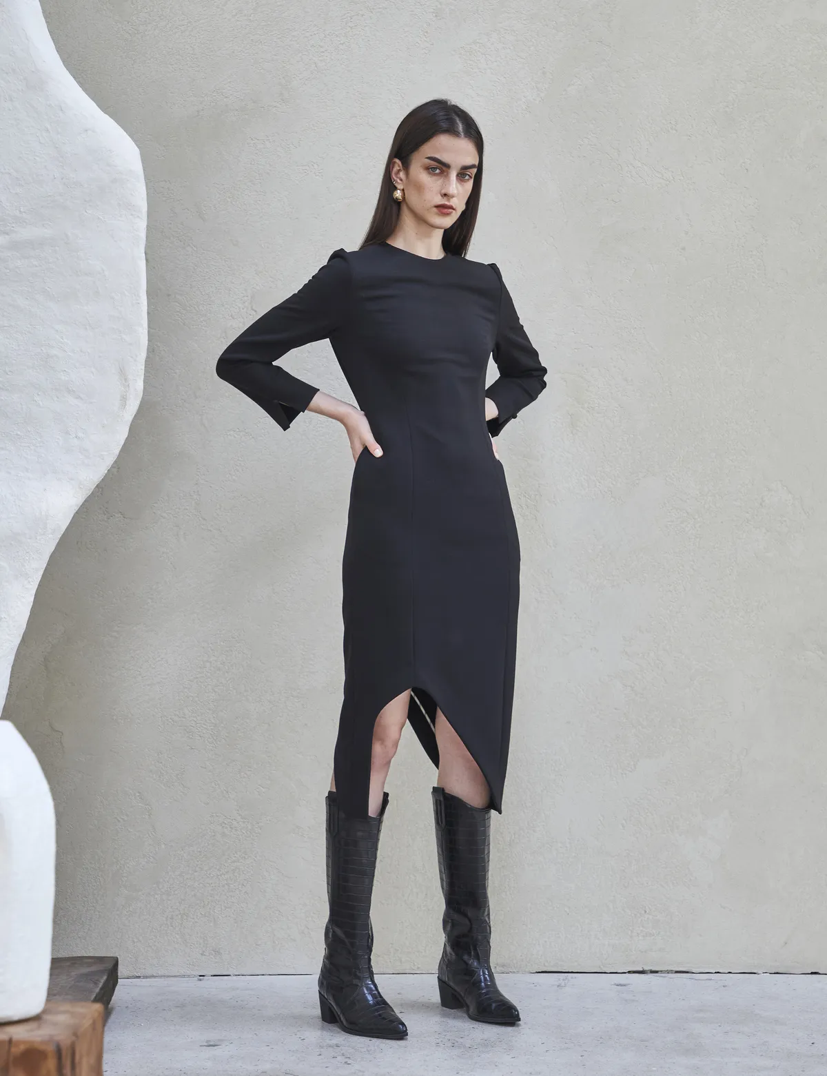 ASYMMETRIC DRESS - black