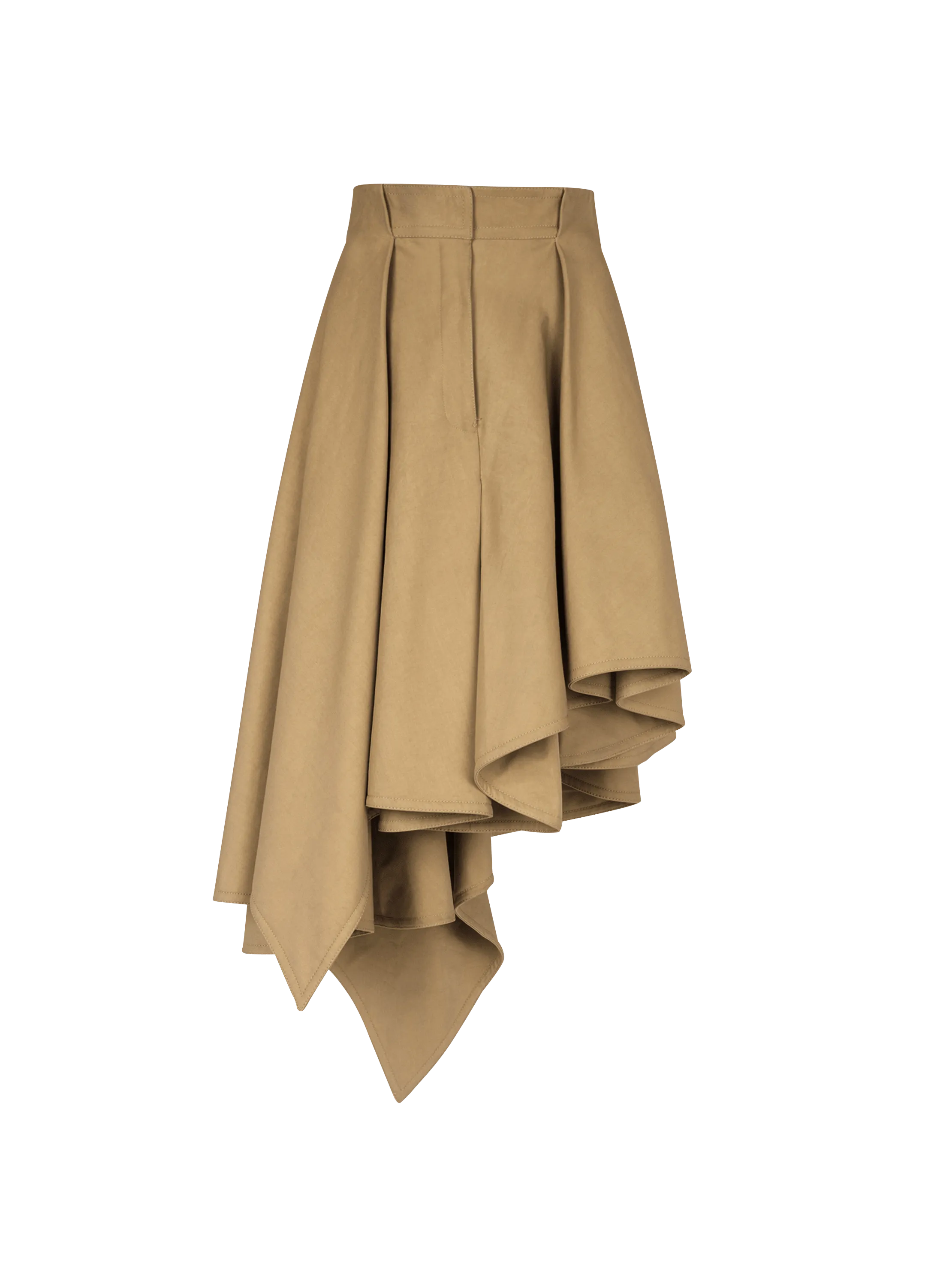 Asymmetric pleated cotton skirt