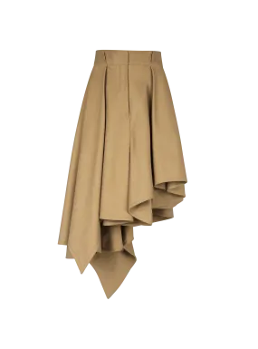 Asymmetric pleated cotton skirt