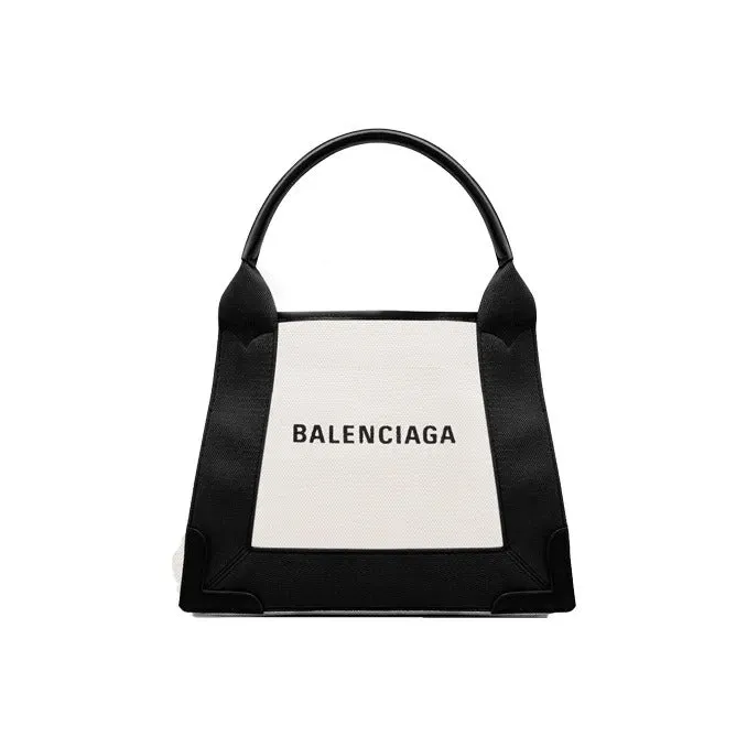     Balenciaga   Canvas And Leather Tote With Logo