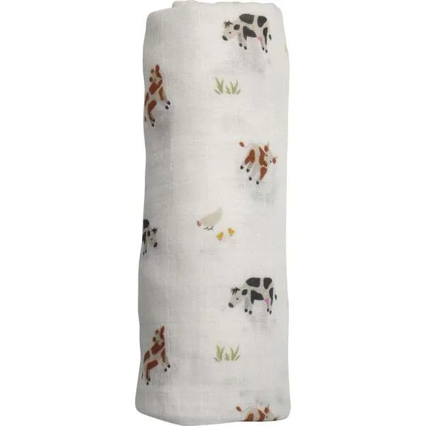 Bamboo Little Swaddle Blanket, Cow