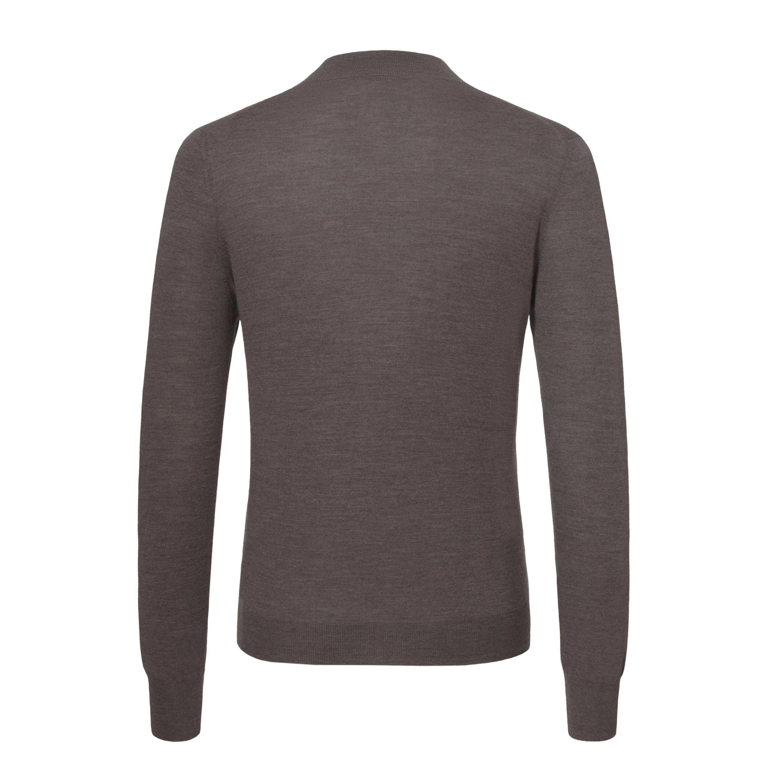  Barba Napoli Crew-Neck Wool Pullover in Tree Bark Brown Melange