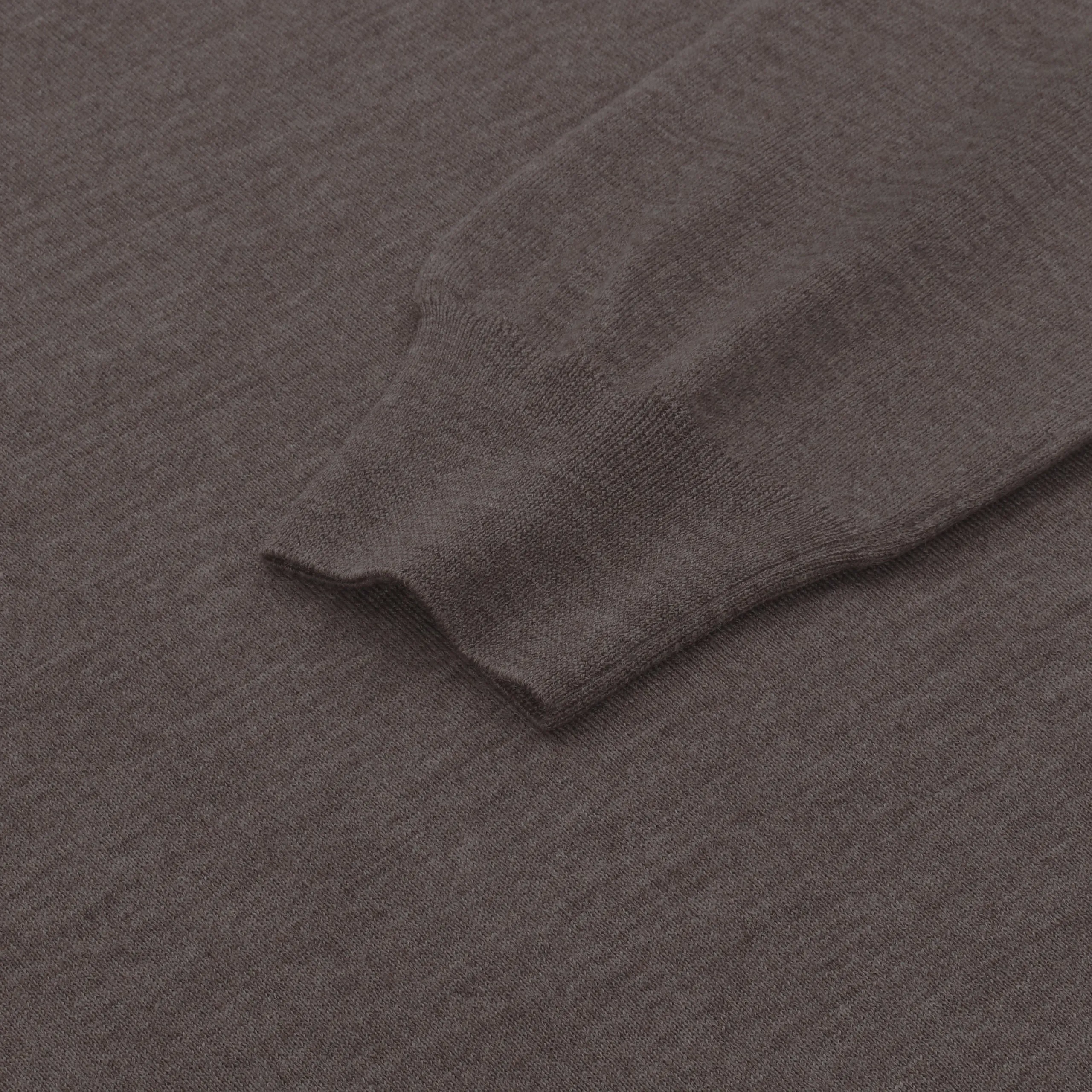  Barba Napoli Crew-Neck Wool Pullover in Tree Bark Brown Melange