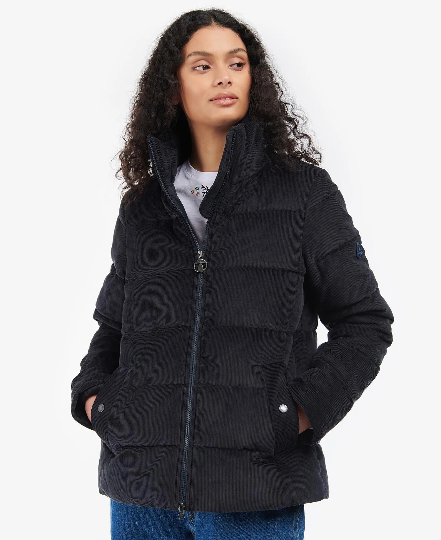 Barbour Aubrey Cord Quilt in Navy LQU1536