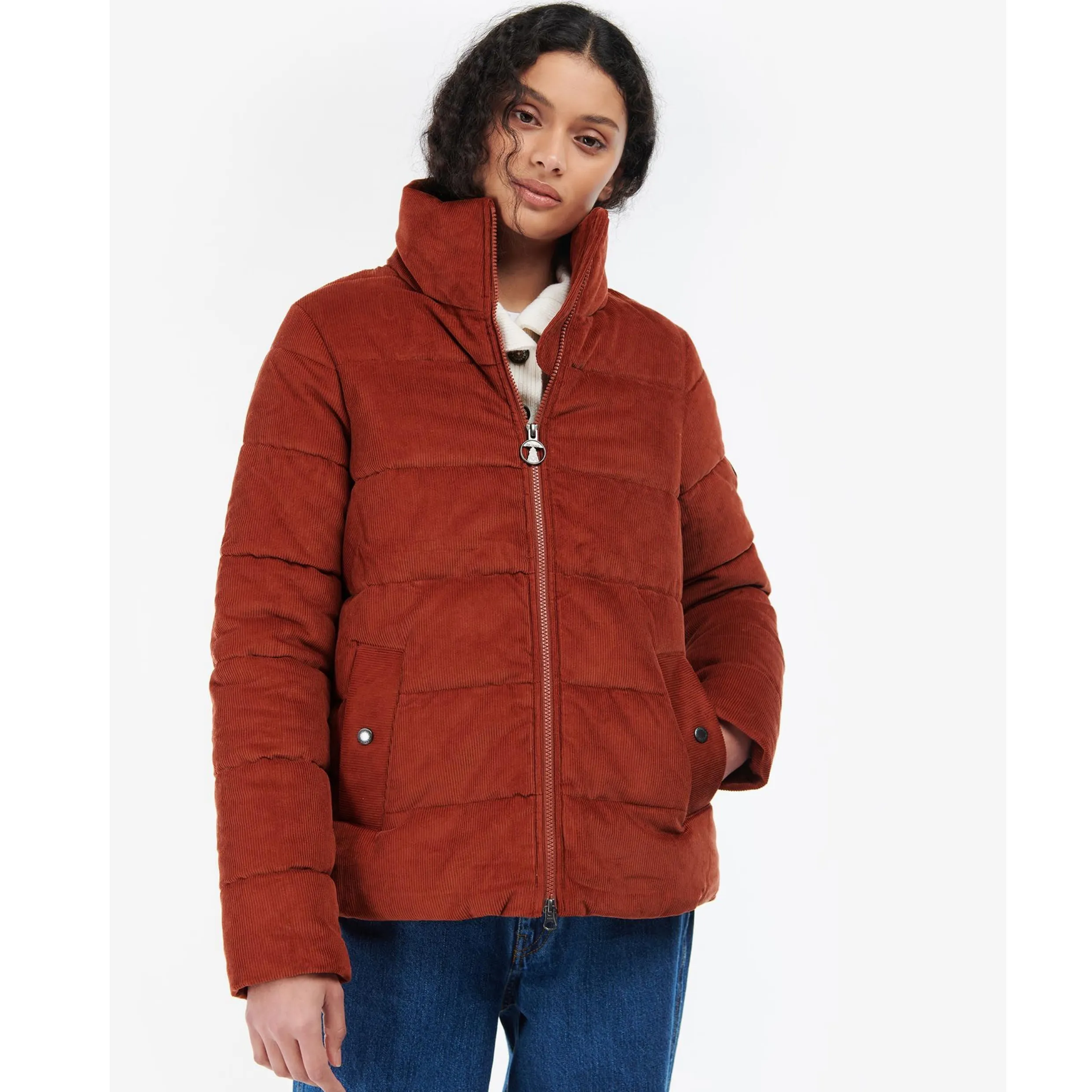 BARBOUR AUBREY CORD QUILT IN ORANGE LQU1536