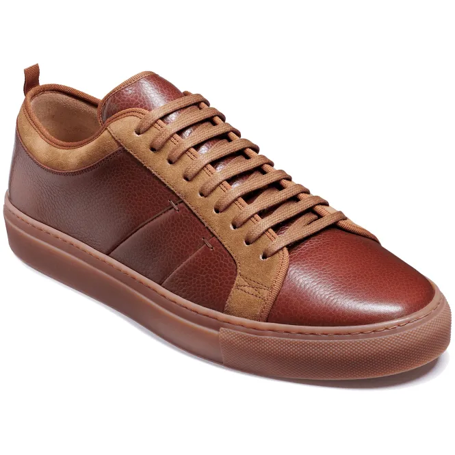 Barker  Mens Greg Brown Grain/Tan Suede Leather Trainers