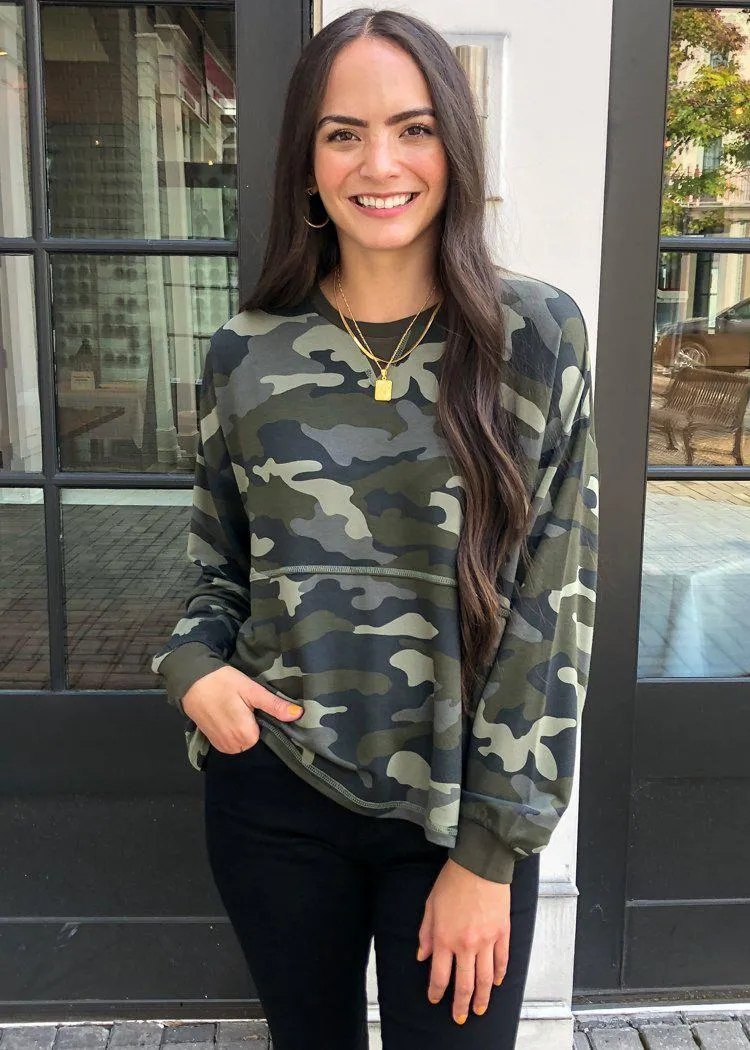 BB Dakota Nothin' to See Here Camo Pullover - Army Green