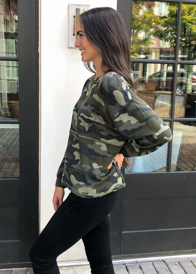 BB Dakota Nothin' to See Here Camo Pullover - Army Green