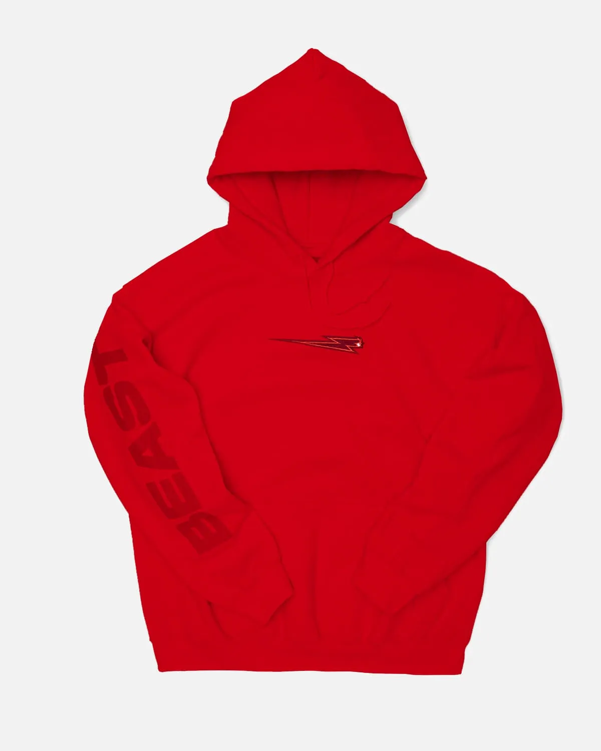 'Beast Bolt' Embroidered Pull Over Hoodie - Red