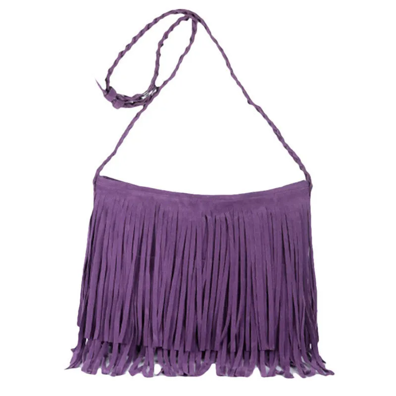 Best Selling Women Tassel Leather Suede Fringe Single Shoulder Hbag Crossbody womens' pouch