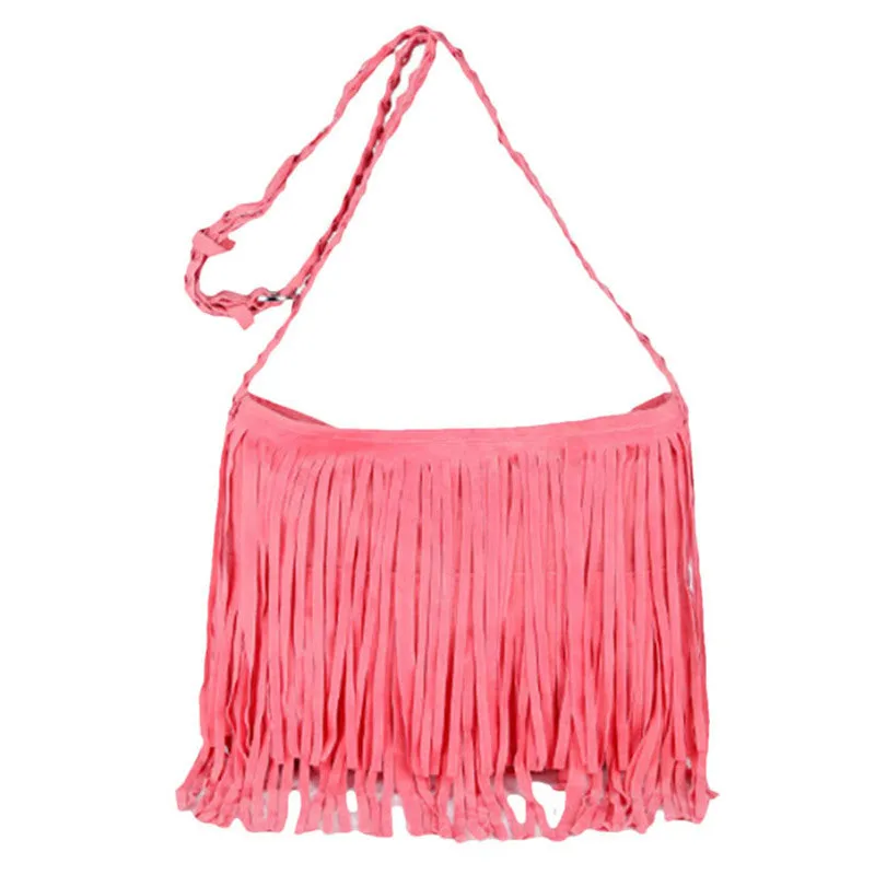 Best Selling Women Tassel Leather Suede Fringe Single Shoulder Hbag Crossbody womens' pouch