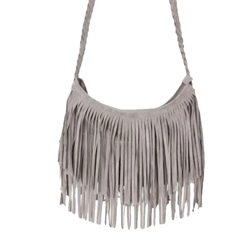 Best Selling Women Tassel Leather Suede Fringe Single Shoulder Hbag Crossbody womens' pouch