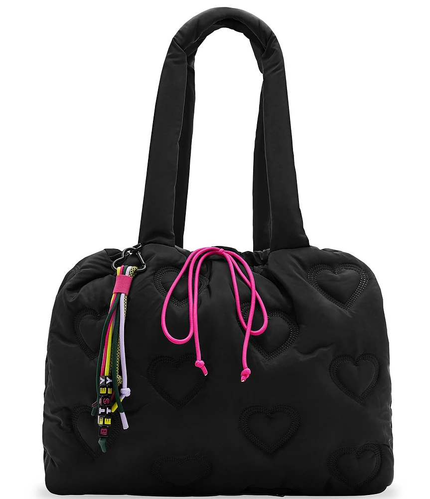 Betsey Johnson Bungee Jump Nylon Heart Quilt Duffle Bag