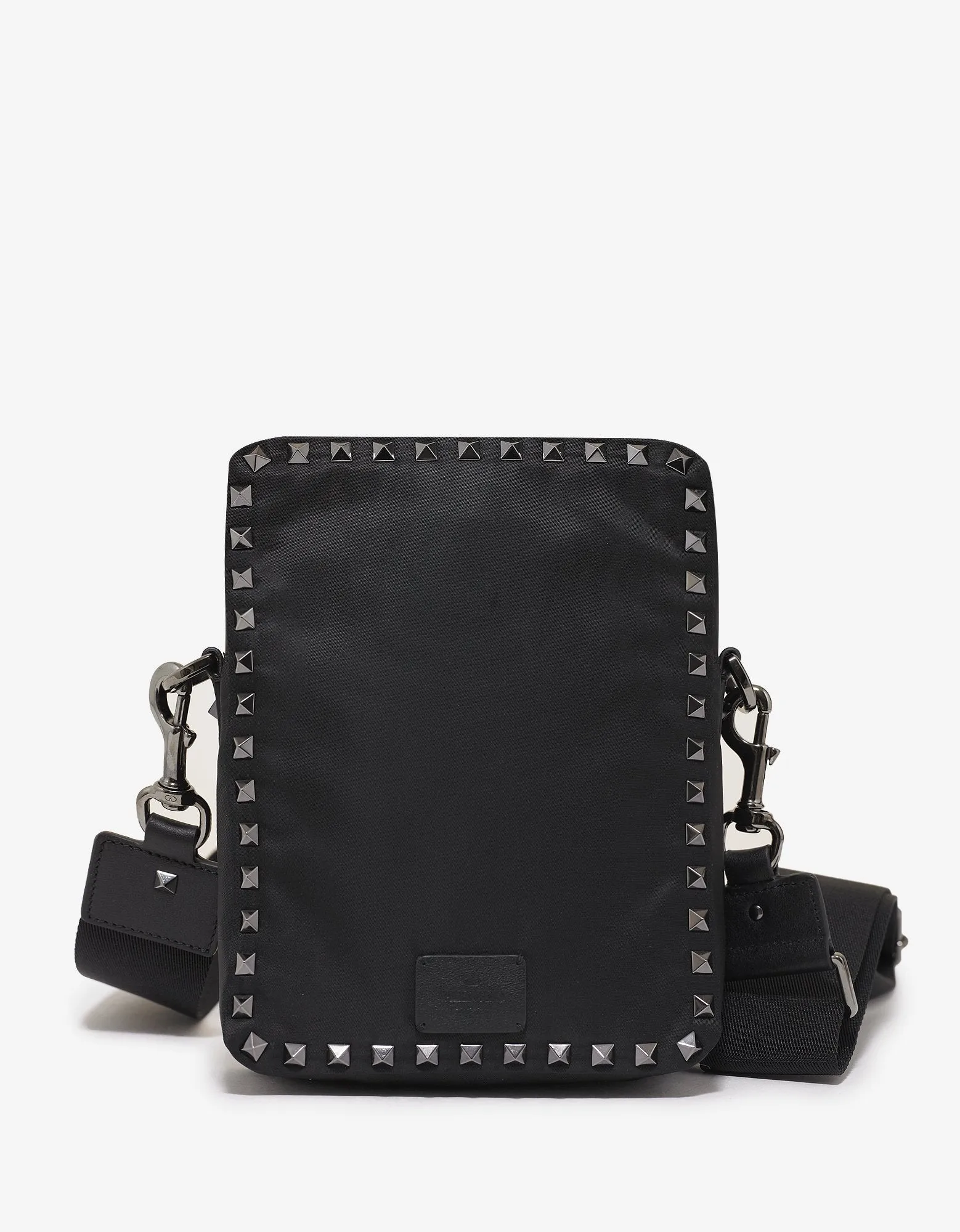 Black Nylon Rockstud Shoulder Bag