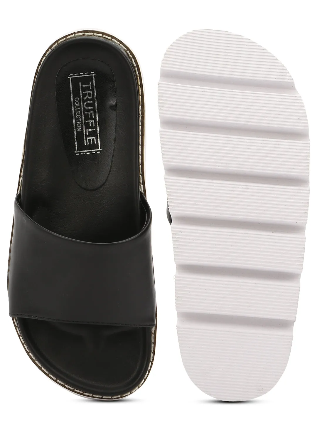 Black PU Cleated Slip-On Flats