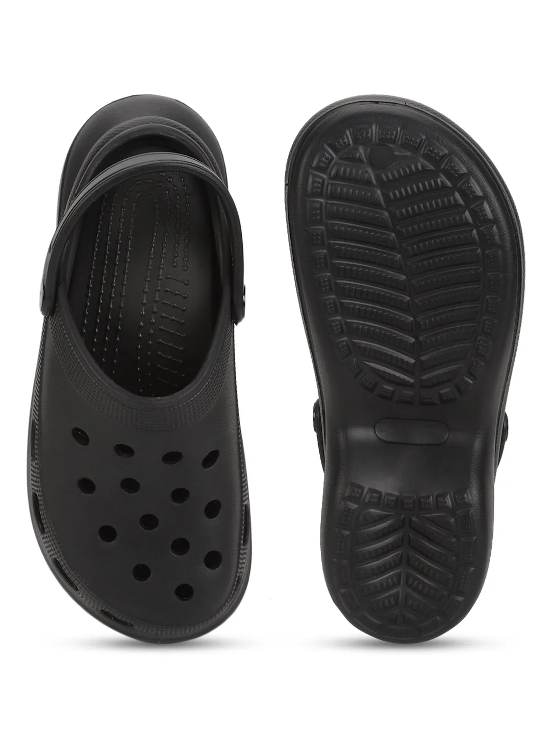 Black PU Slip-On Croc Flats (TC-RS3479-BLK)