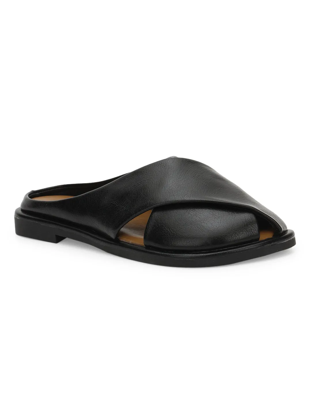 Black PU Slip-On Flats (TC-RS3655-BLK)