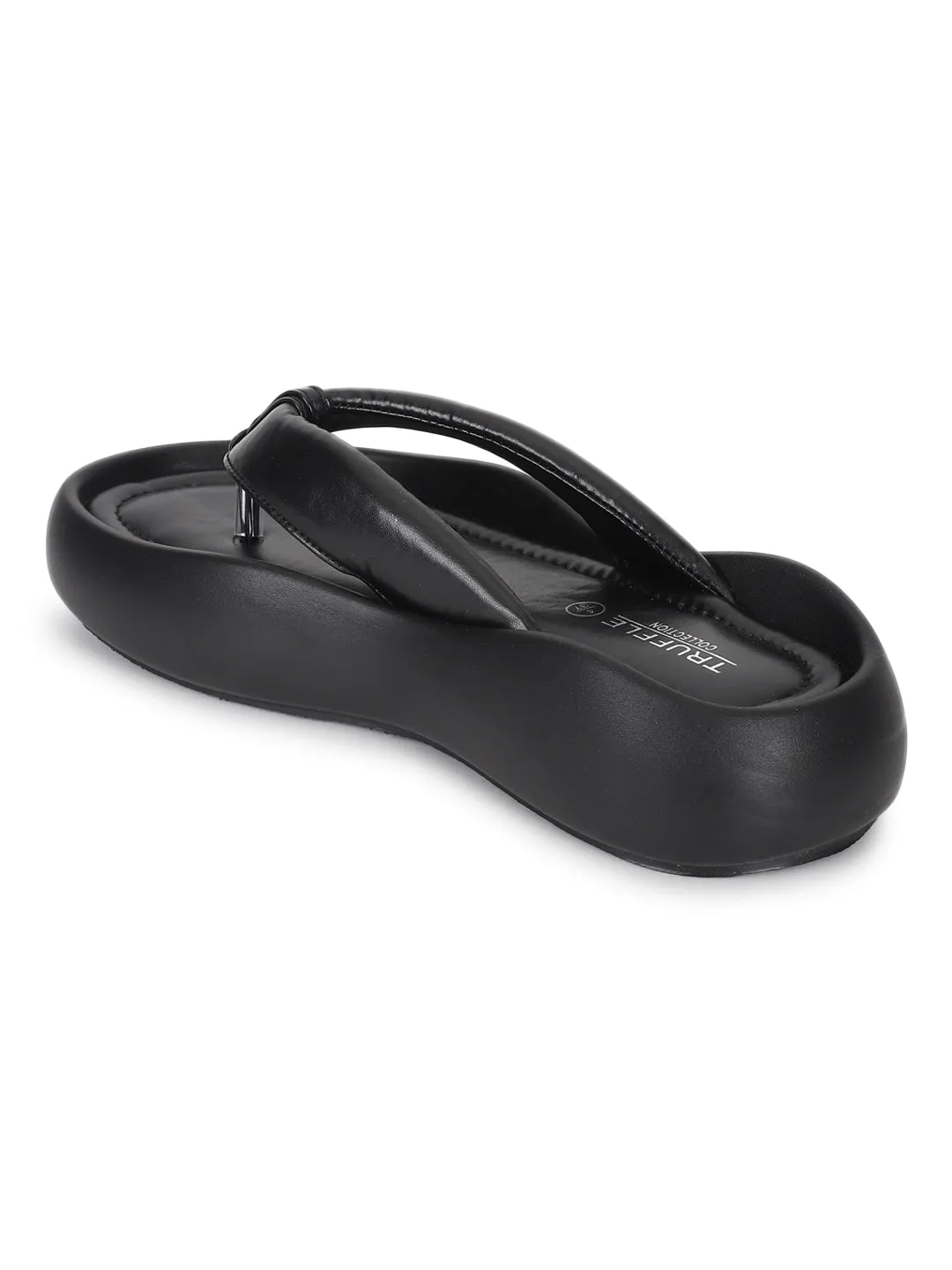 Black PU T-Strap Stylish Flats (TC-RS3582-BLK)