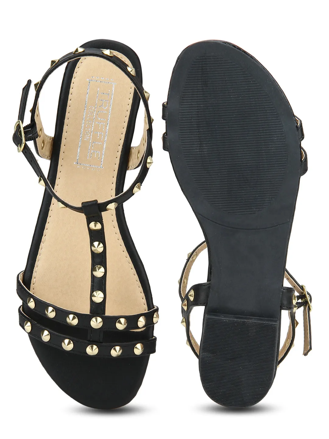 Black Studded Slip-On Flats