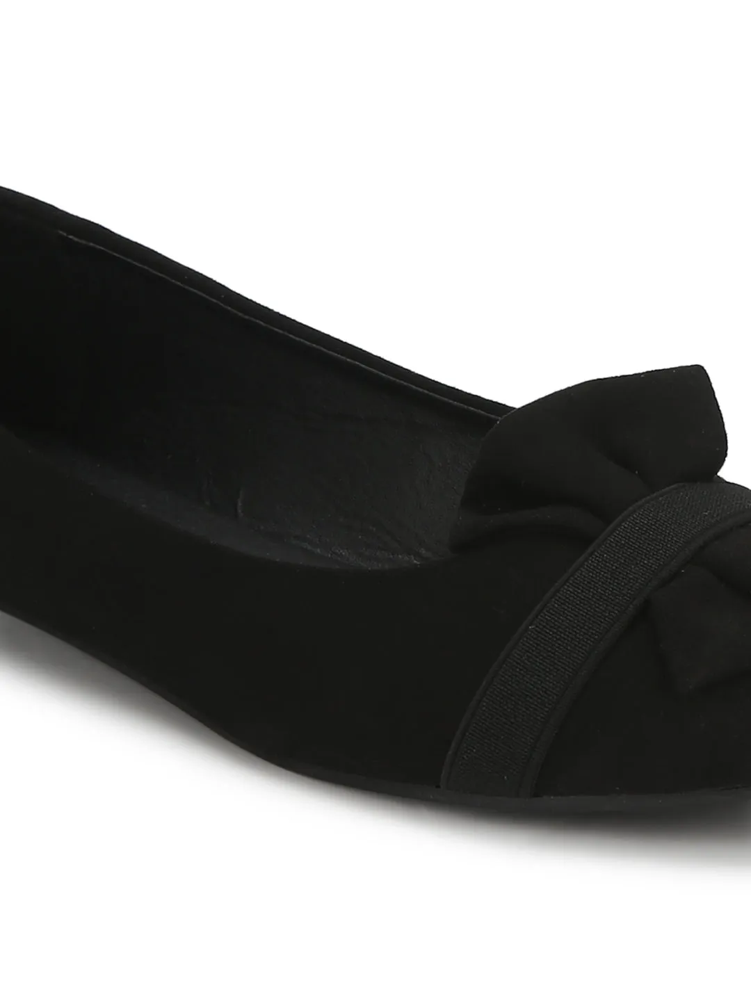 Black Vertical Bow Belly Flats