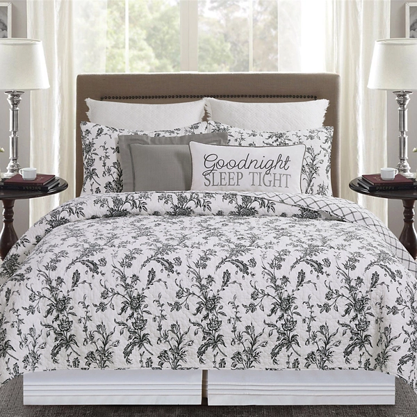 Bleighton Black Floral 3-pc. Full/Queen Quilt Set