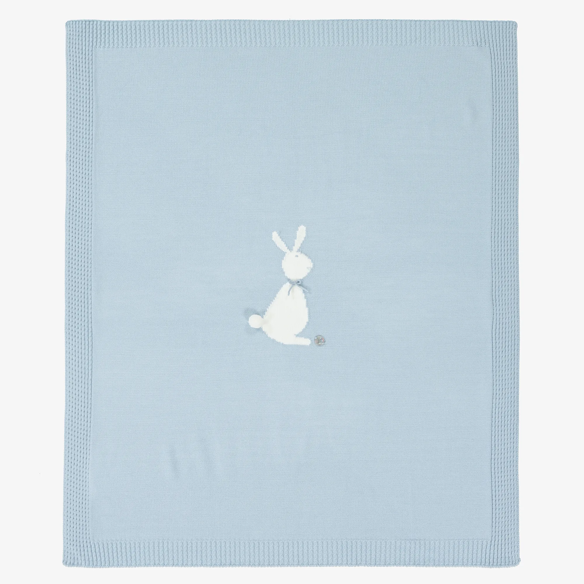 Blue Knitted Bunny Blanket (84cm)