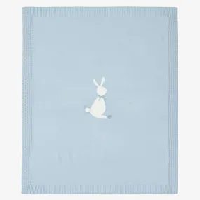 Blue Knitted Bunny Blanket (84cm)