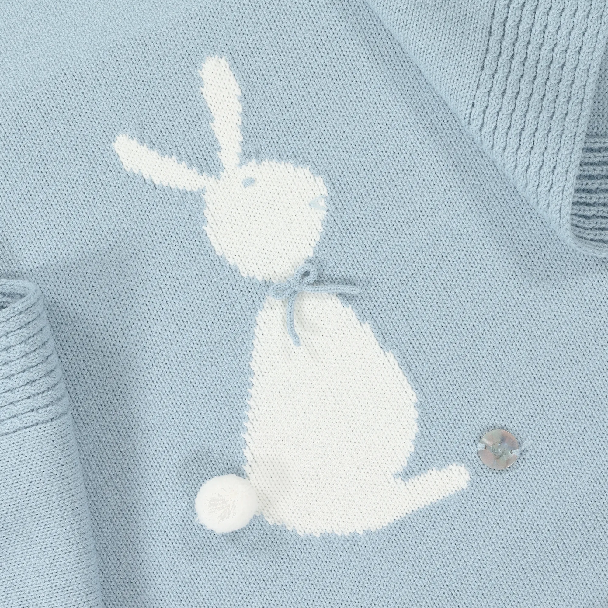 Blue Knitted Bunny Blanket (84cm)