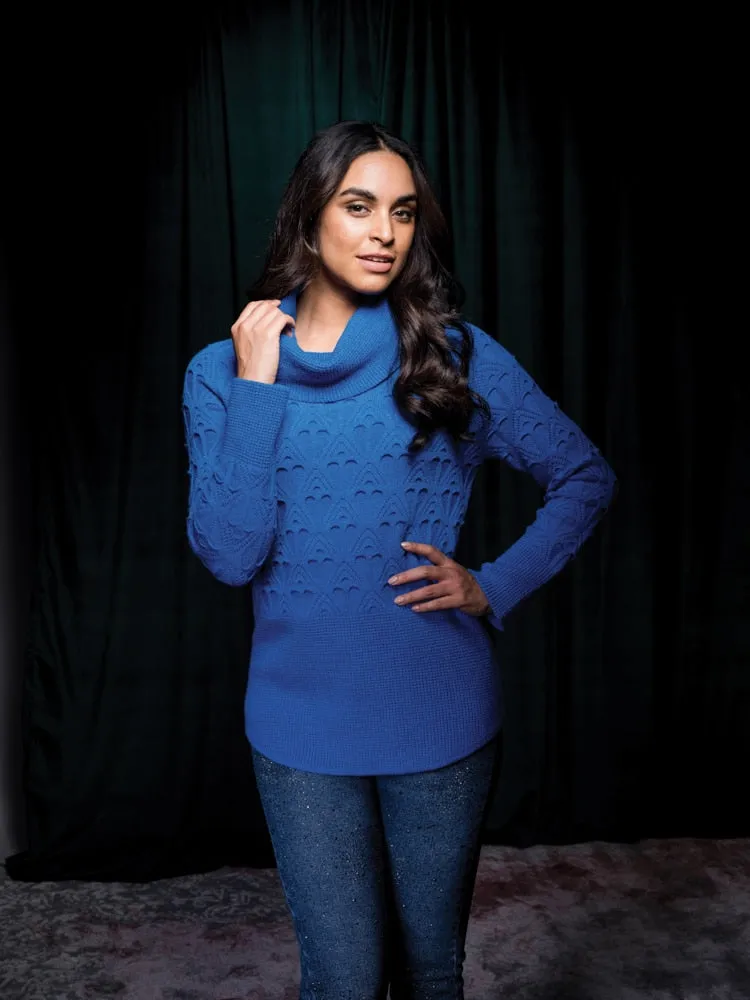 Blue Turtleneck Sweater