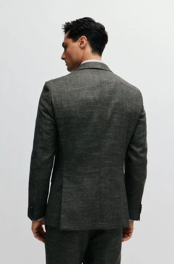 BOSS BLACK Boss Patterned Wool Blend Slim-Fit Jacket - Green