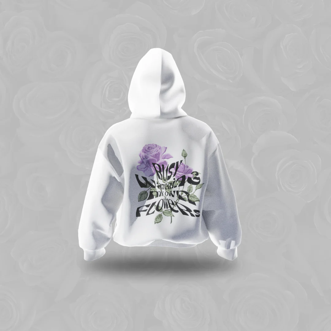 BUSY WATERING MY OWN FLOWERS HOODIE (WHITE)